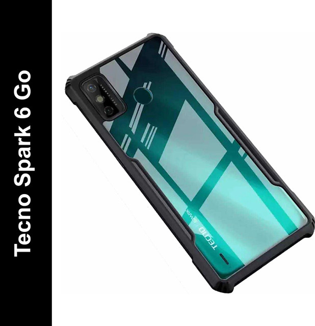 Micvir Back Cover for Tecno Spark 6 Go(Transparent, Black, Shock Proof, Polycarbonate,&hellip;
