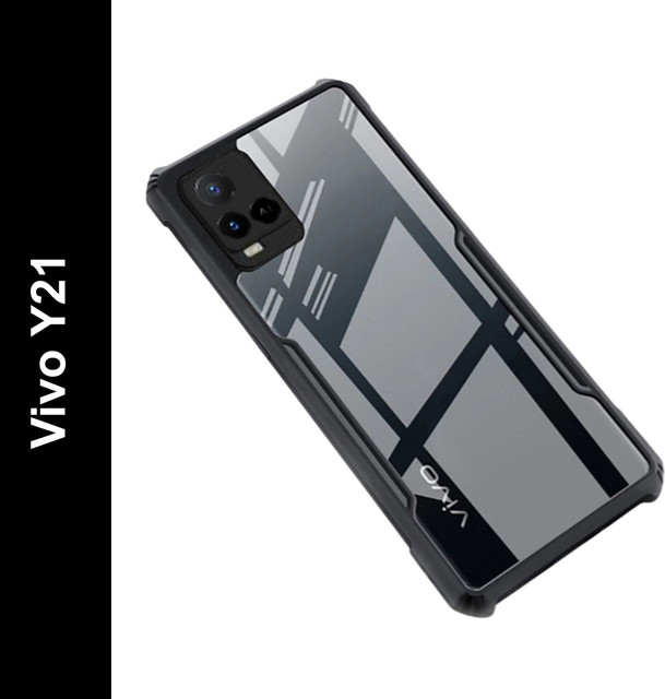 Micvir Back Cover for Vivo Y21(Transparent, Black, Shock Proof, Polycarbonate, Pack of:&hellip;
