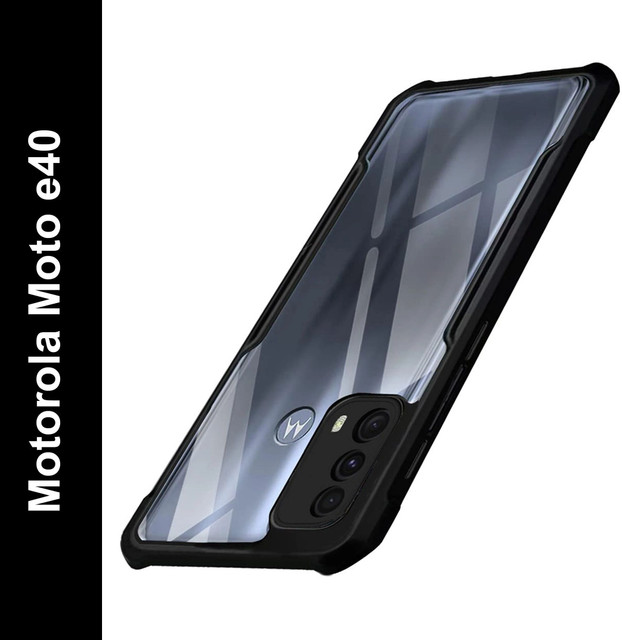 Micvir Back Cover for Motorola Moto e40(Transparent, Black, Shock Proof, Polycarbonate, Pack&hellip;