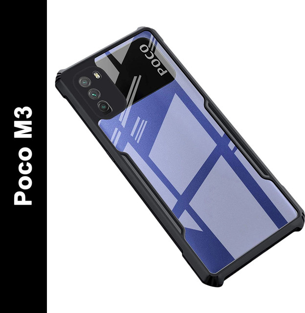 Micvir Back Cover for Poco M3(Transparent, Black, Shock Proof, Polycarbonate, Pack of:&hellip;