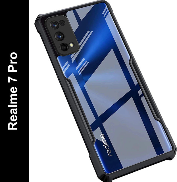Micvir Back Cover for Realme 7 Pro(Transparent, Black, Shock Proof, Polycarbonate, Pack&hellip;