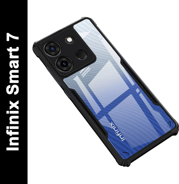 Micvir Back Cover for Infinix Smart 7(Transparent, Black, Shock Proof, Polycarbonate, Pack&hellip;