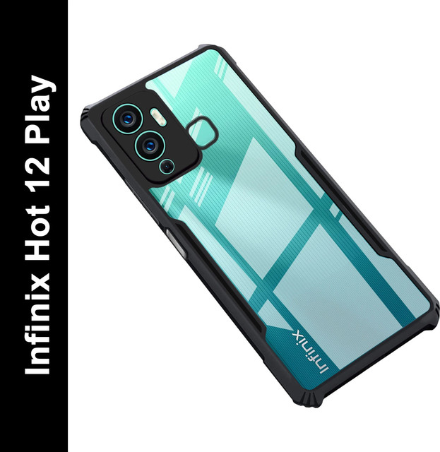 Micvir Back Cover for Infinix Hot 12 Play(Transparent, Black, Shock Proof, Polycarbonate,&hellip;