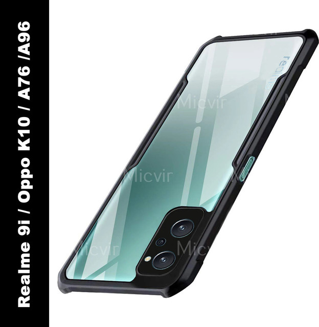 Micvir Back Cover for Realme 9i(Transparent, Black, Shock Proof, Polycarbonate, Pack of:&hellip;