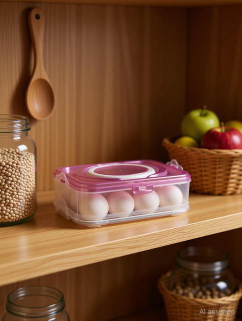 JIGSHTIAL Plastic Egg Container - 1 dozen(Pink)