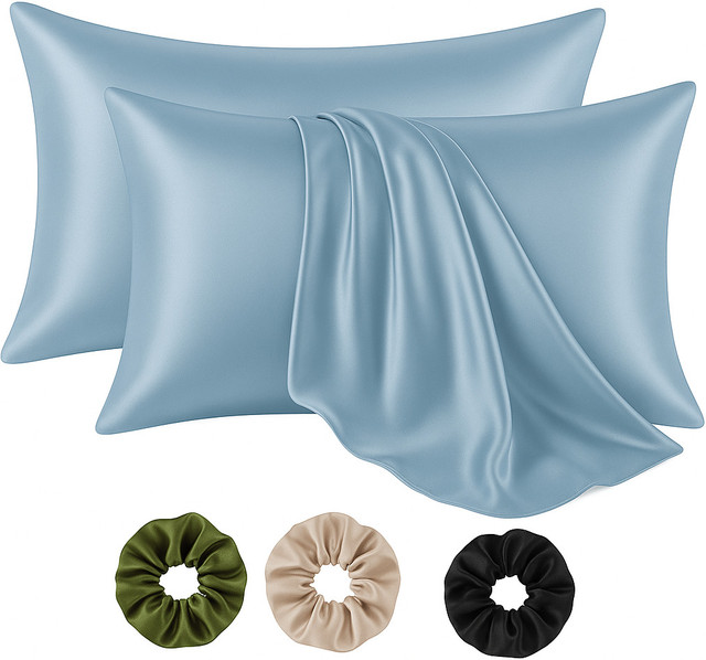 ARMOXA Satin Pillows Cover(45 cm*72 cm, Pack of 2, Silver)