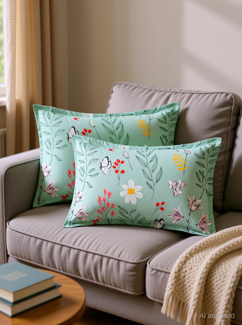 RRC Microfiber Pillows Cover(43 cm*69 cm, Pack of 2, Light Green, Yellow)
