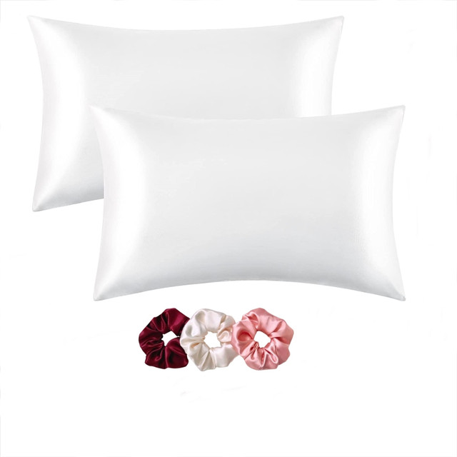 CEBADA Silk Pillows Cover(45.72 cm*72.12 cm, Pack of 2, White)