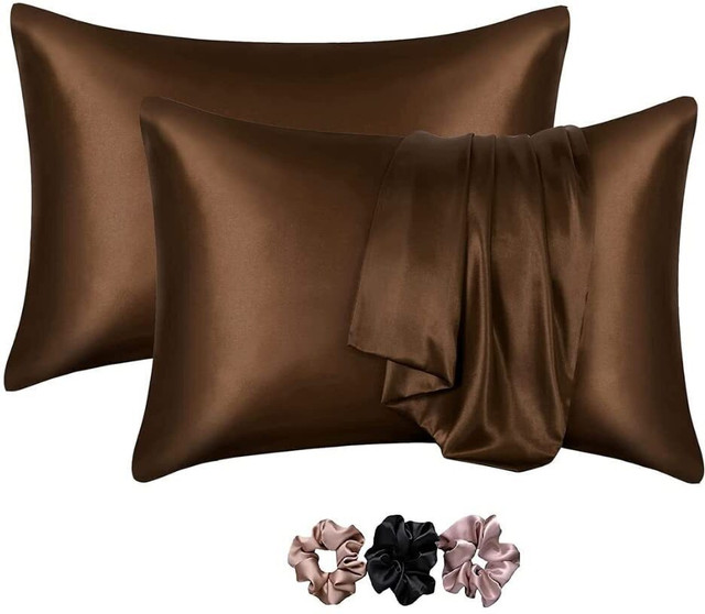 Shop141 Satin Pillows Cover(45.72 cm*71.12 cm, Pack of 2, Brown)