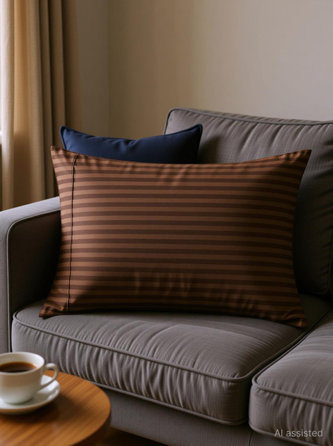 BSB HOME Cotton Pillows Cover(68 cm*43 cm, Pack of 2, Brown)