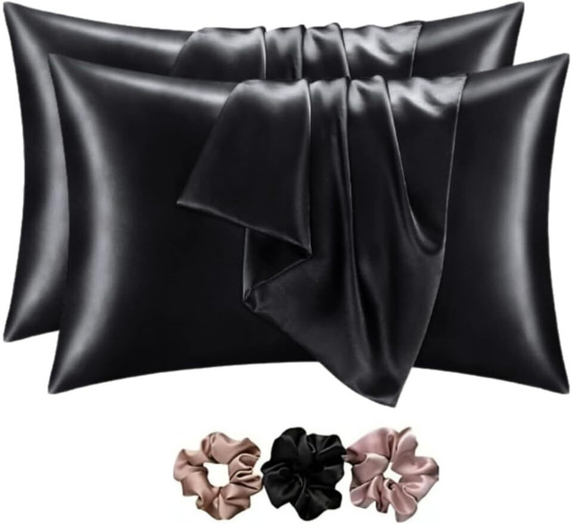 Shop141 Satin Pillows Cover(45.72 cm*71.12 cm, Pack of 2, Black)