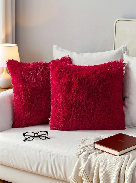 Wondershala Fur, Faux Silk, Microfiber Cushions Cover(40 cm*40 cm, Pack of 2,&hellip;