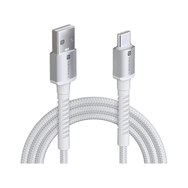 Portronics USB Type C Cable 3 A 2 m Konnect X Nylon&hellip;