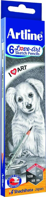 Artline HB,2B,4B,6B,8B,10B. Pencil(Pack of 6)