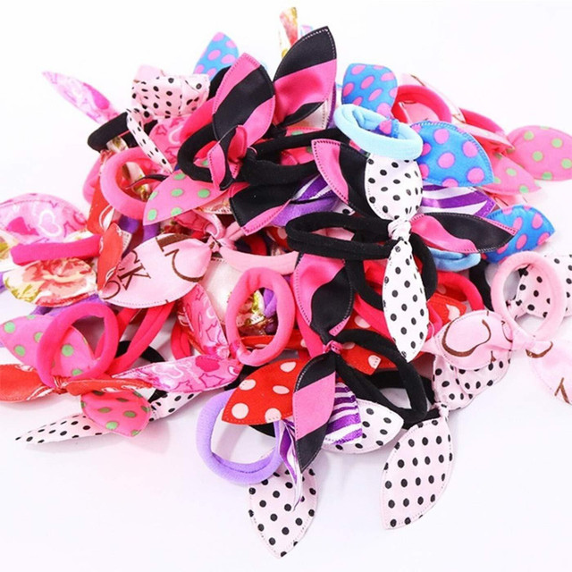 ALIZA Girl's Rabbit Ear Hair Tie Rubber Bands Style Ponytail Holder -24&hellip;