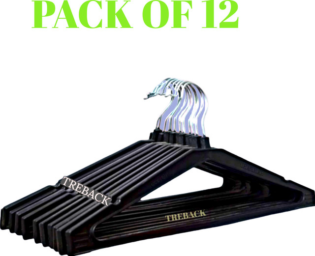 treback hangers for clothes Plastic Shirt Pack of 12 Hangers For Shirt(Black)