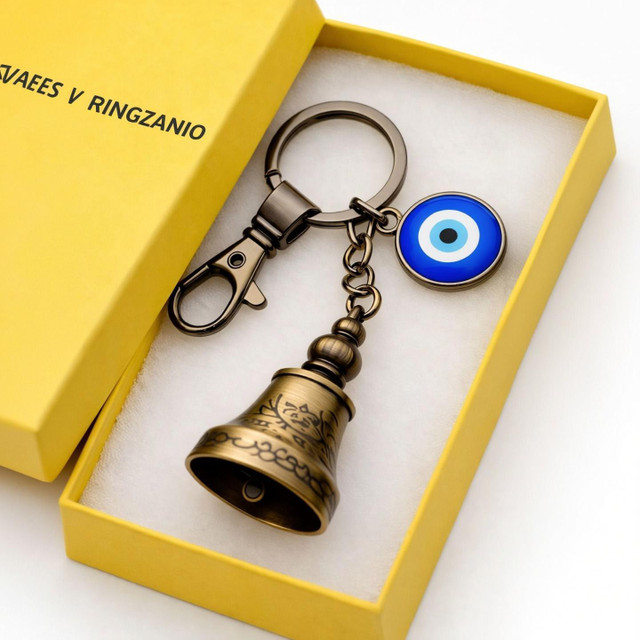 Ringzanio Guardian Bell Keychain For Bike & Car Tibetan Bell Texture Evil&hellip;