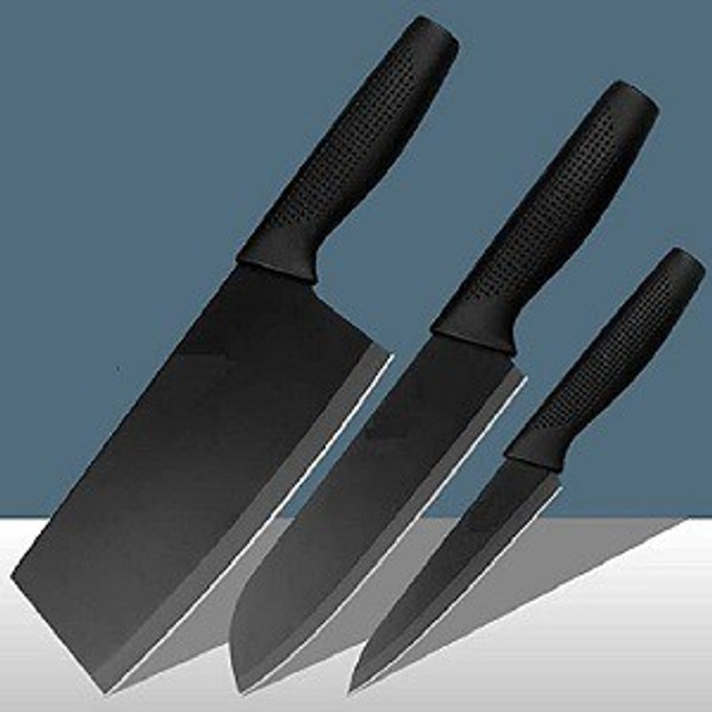 REYCONA 3 Pc Stainless Steel Knife Set German Black Stainless Steel Set&hellip;