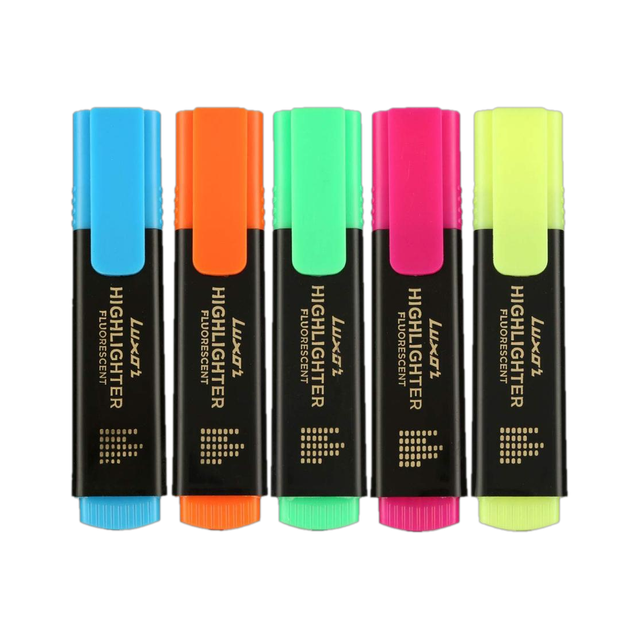 LUXOR Chisel Tip fluorescent Highlighter(Set of 5, Multicolor)