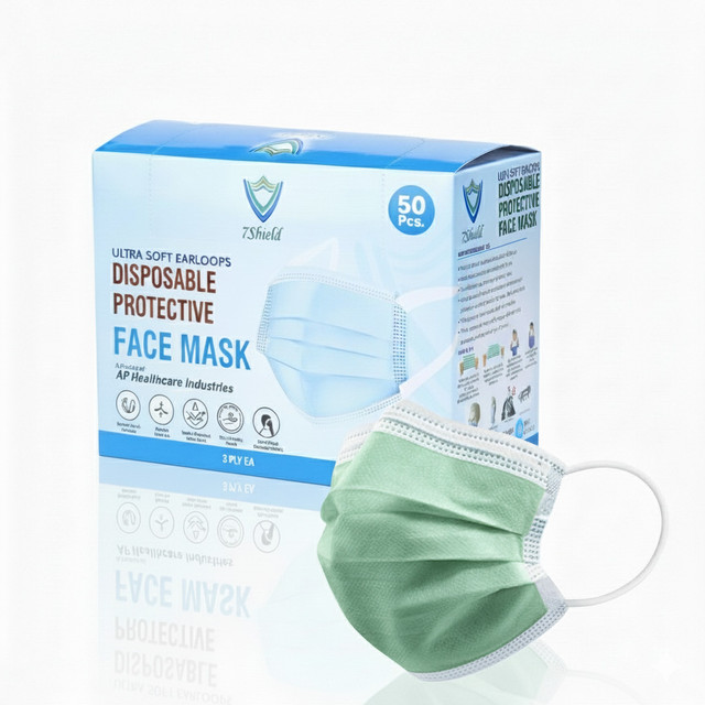 7SHIELD 3 ply green surgical mask CE and ISO Certified Face Mask&hellip;