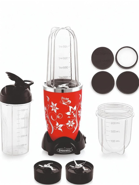 cookwell Bullet 500 W Mixer Grinder(Modern | 3 Jars | Red)