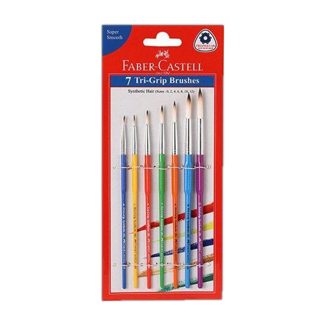 FABER-CASTELL 7 Tri- Grip Brushes (Round)(Set of 7, Assorted)