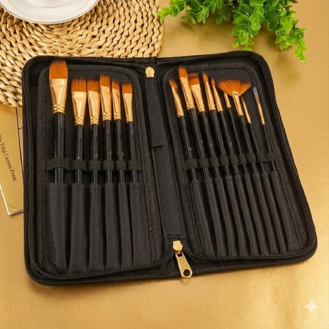 Design connection 12 pcs Professional Nylon Painting Pens Wooden pole Acrylic Oil&hellip;