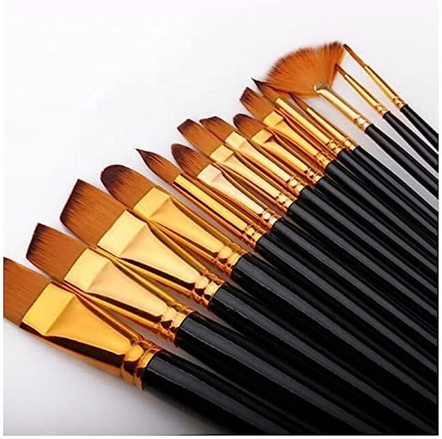BloomTip Premium Artist Painting Brushes Nylon Hair for Acrylic,Watercolor Multipurpose(Set of 12,&hellip;