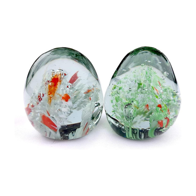 PANKU l Series Glass Paper Weights with glossy(Set Of 2, Beige)