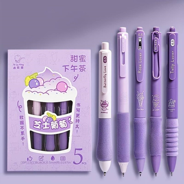 Harinder Purple Gel Pens Set Gel Pen(Pack of 5, Ink Color -&hellip;