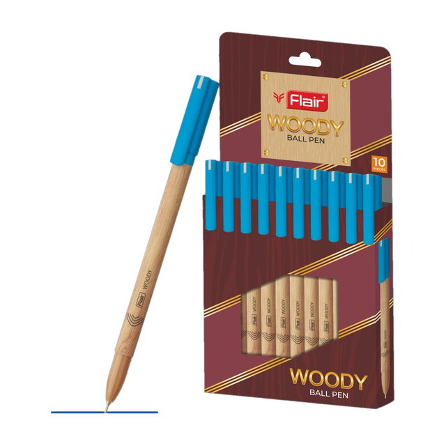 FLAIR Woody Ball Pen Pack of 10 Pens Blue Ink Ball Pen(Pack&hellip;