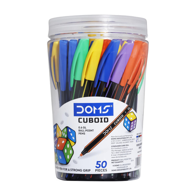 DOMS Cuboid Ball Pen(Pack of 50, Ink Color - Blue)