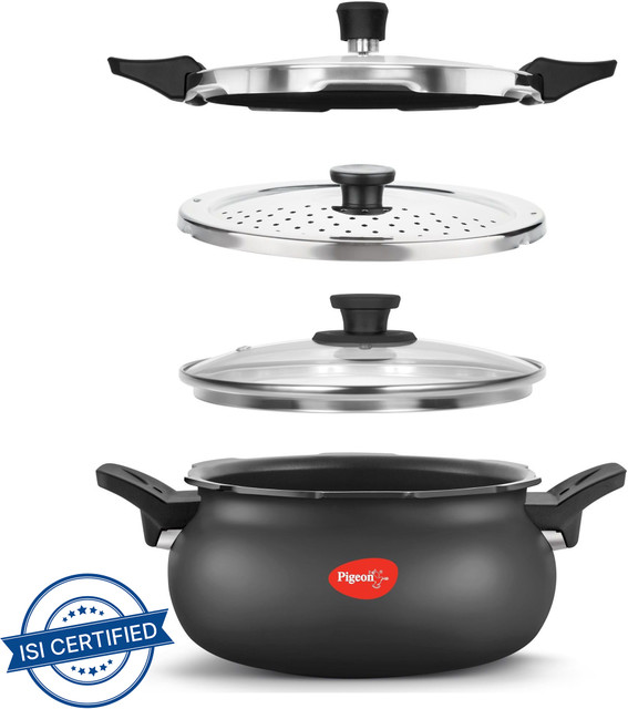 Pigeon Super Cooker 5 L Inner Lid Induction Bottom Pressure Cooker(Hard Anodized)