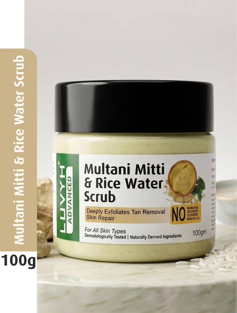 LUVYH Multani Mitti Rice Water Face Blackhead Whitehead Removal Exfoliating Skin Scrub(100&hellip;