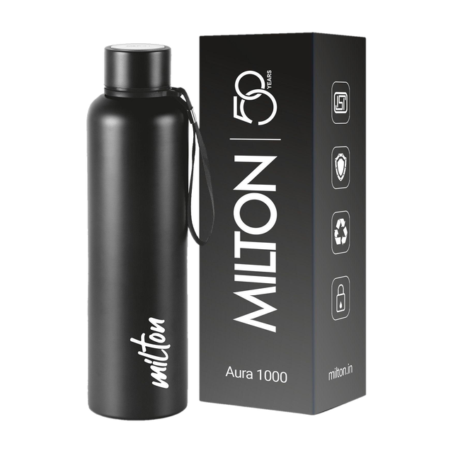 MILTON Aura 1000 Thermosteel Water Bottle, ISI Certified, 24 Hr Hot and&hellip;