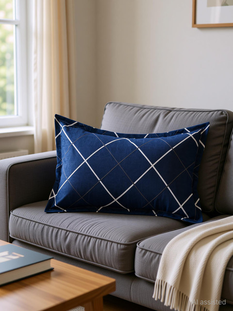 RRC Microfiber Pillows Cover(43 cm*69 cm, Pack of 2, Blue, White)