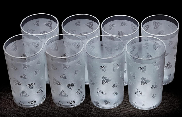 Slikvita (Pack of 8) Prism Pattern Water Juice Drinking Sky Blue Color&hellip;
