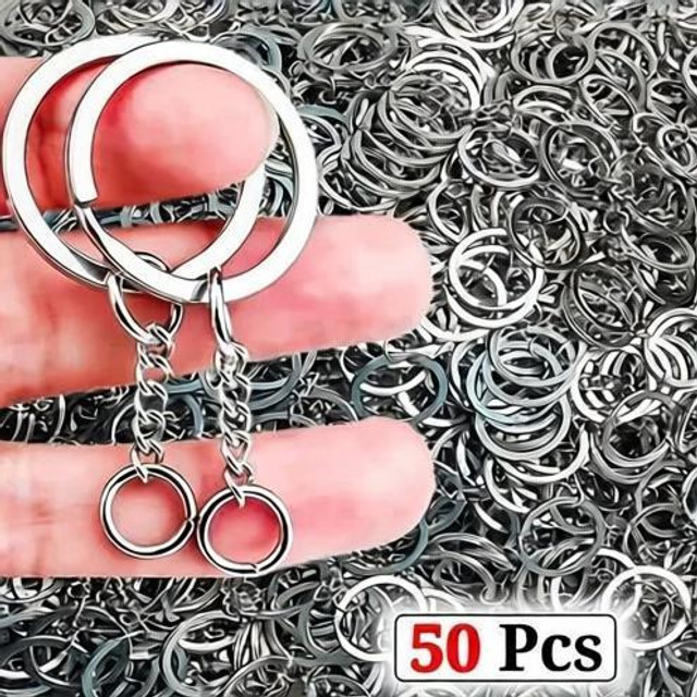 Fanqew 50Pcs, Keychain Split Silver Plated Alloy Keychain for Bike, Car, House,&hellip;