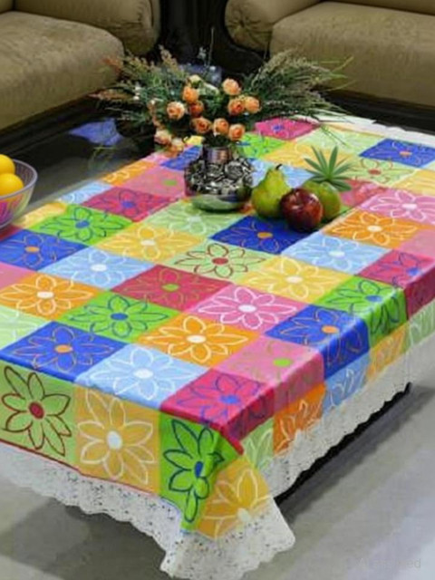 AP creation Plastic 4 Seater Floral Table Cover(Multicolor)