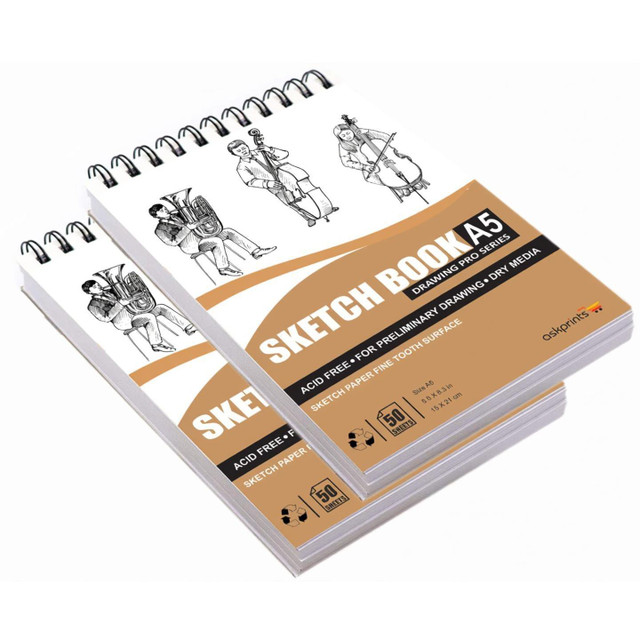 Askprints A5 Sketch book 50 Sheets Set of 2 - 5.8 x&hellip;
