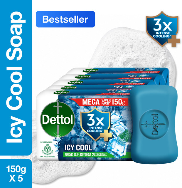 Dettol 3X Icy Cool Bathing Soap for Men & Women, Face, Body&hellip;