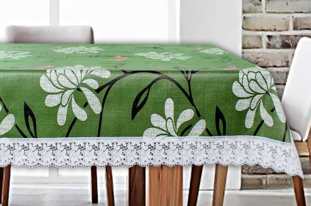 Clothloom PVC 4 Seater Printed, Floral, Geometric Table Cover(Dark Green)