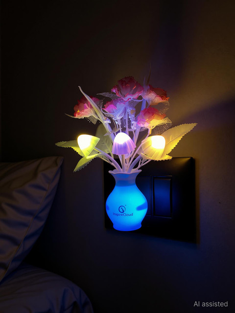 InspireCloud Energy Saving Colour Changing Automatic Sensor Mushroom Shaped (Pink) Night Lamp(16&hellip;