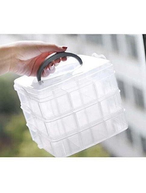 XYJIQS 3 Layers 18 Grid Plastic Transparent Jewelry Storage Box Portable Jewelry&hellip;