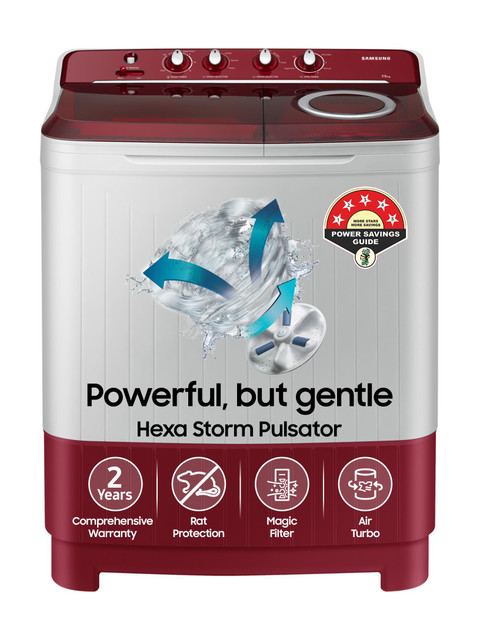 Samsung 7.5 Kg 5 Star, Air Turbo Drying Semi Automatic Top Load&hellip;