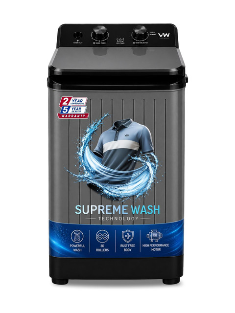 VW 8.5 kg Semi-Automatic Top Load Washer only Grey(V8 SupremeWash)