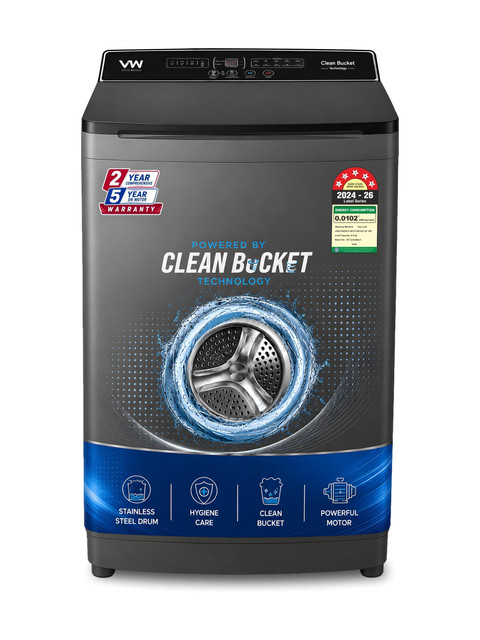 VW 8 kg Fully Automatic Top Load Washing Machine Grey(V8 TurboWash)