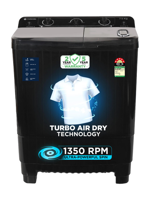 MOTOROLA 7.5 kg with Turbo Air Dry and Magic Filter Semi Automatic&hellip;