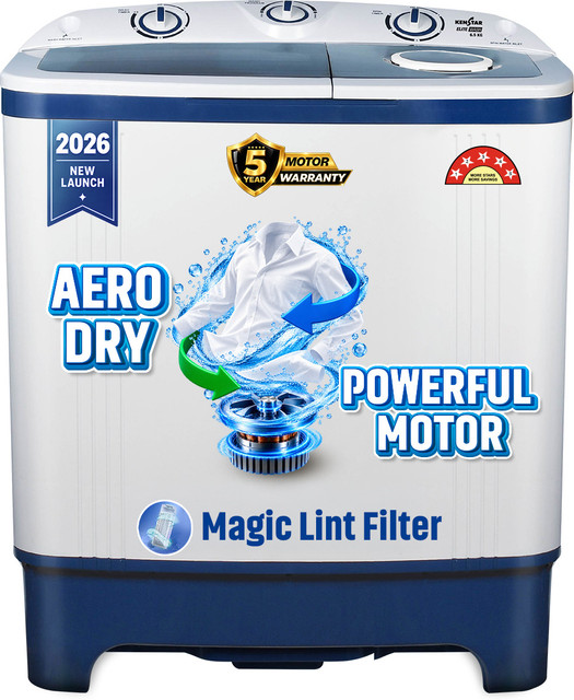 Kenstar 6.5 kg 5Star Rated Energy Efficient Motor With 1350RPM, Aero Dry&hellip;