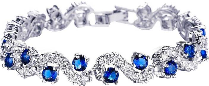 Jewels Galaxy Alloy Cubic Zirconia Platinum Charm Bracelet Jewels Galaxy Alloy Cubic Zirconia Platinum Charm Bracelet